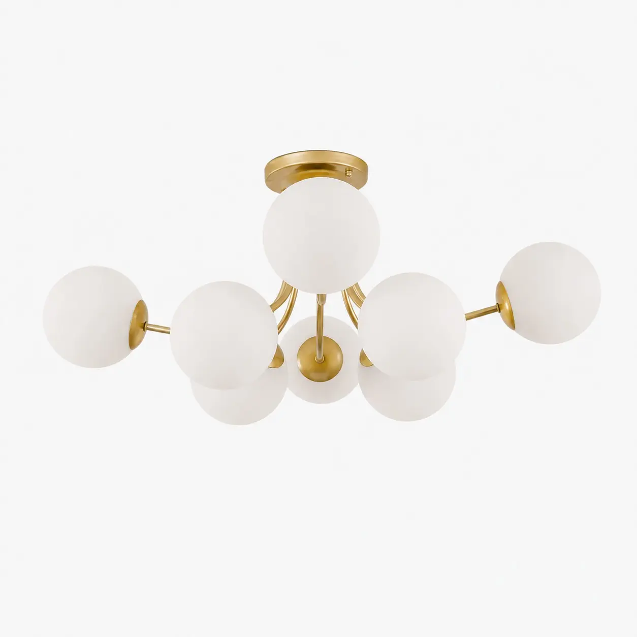 8-head gold ceiling light with glass globes