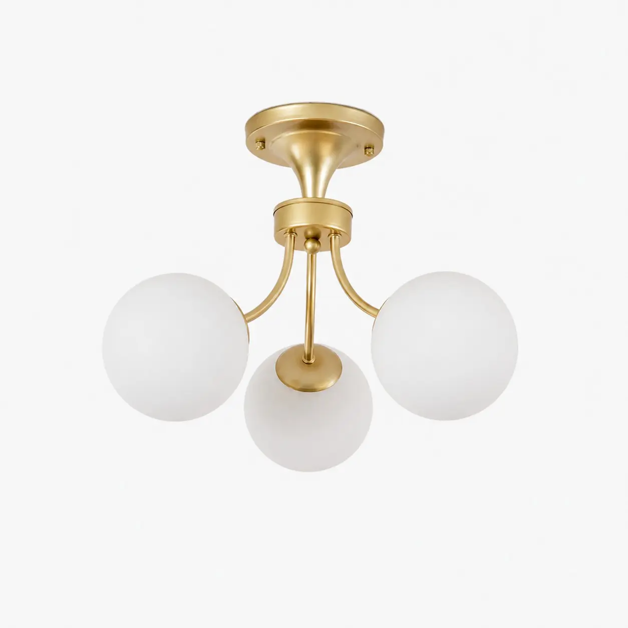 3-head gold ceiling light with glass globes