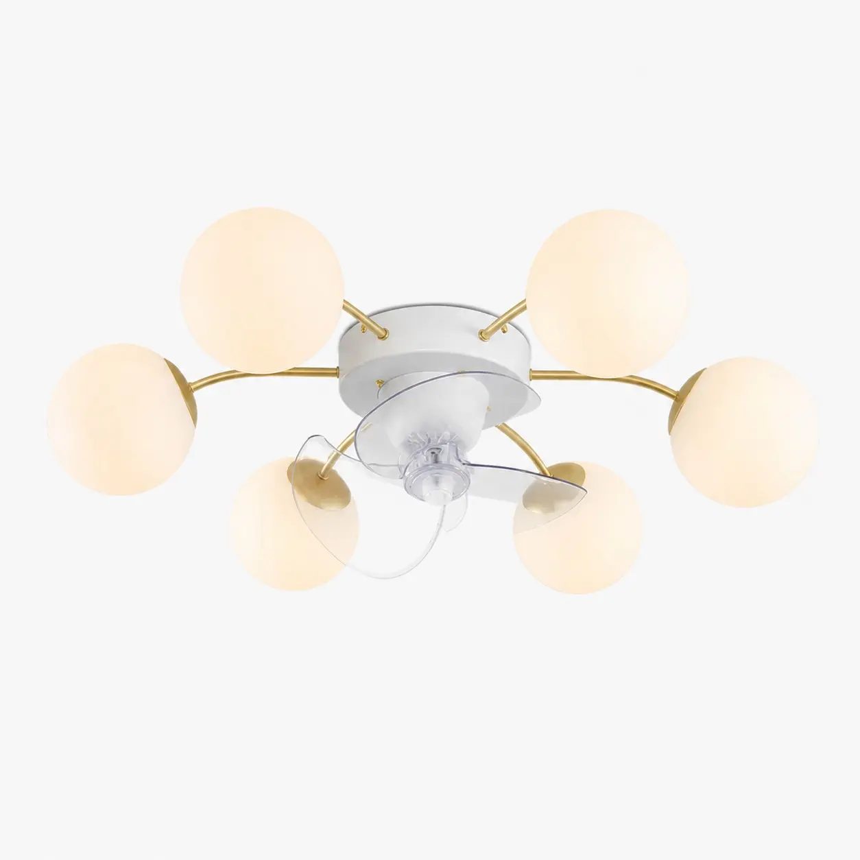 6 Heads white and gold ceiling fan light