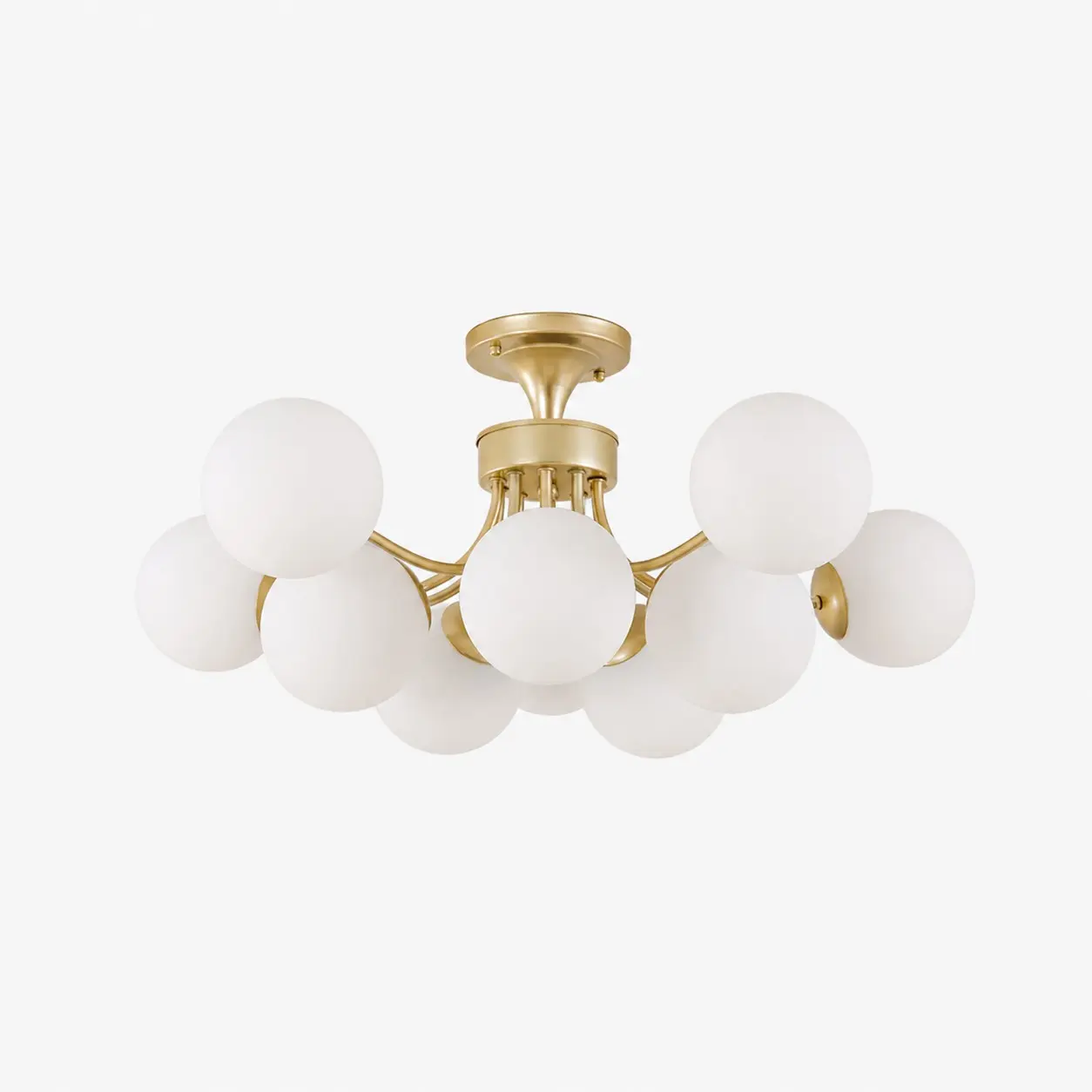 10-head gold ceiling light with glass globes