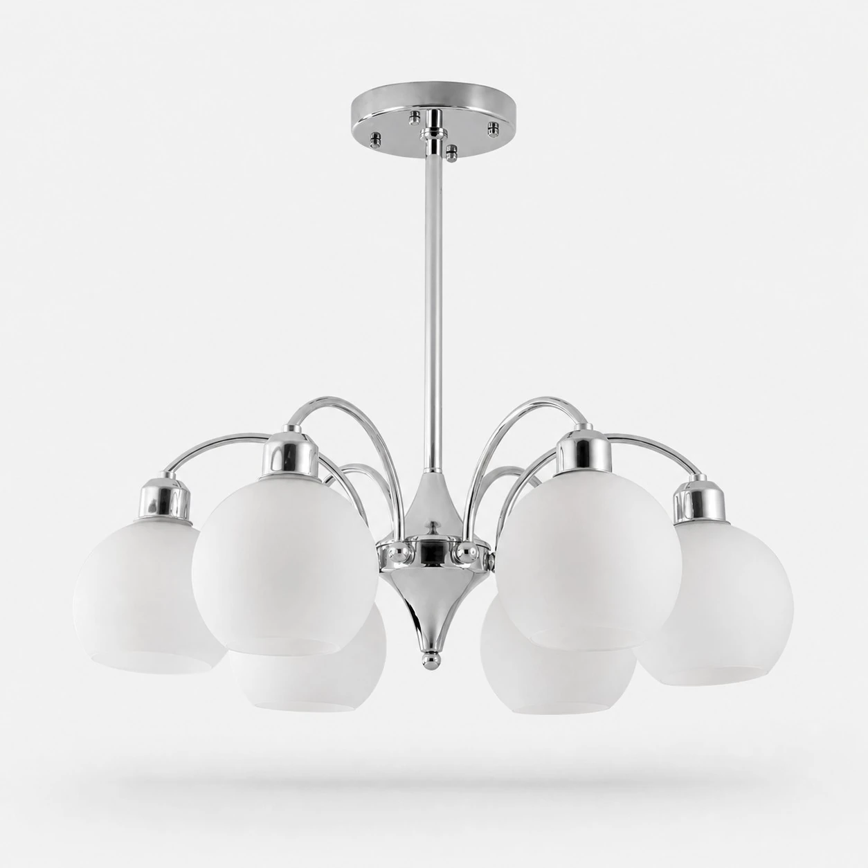 Chrome 6-light glass globe chandelier
