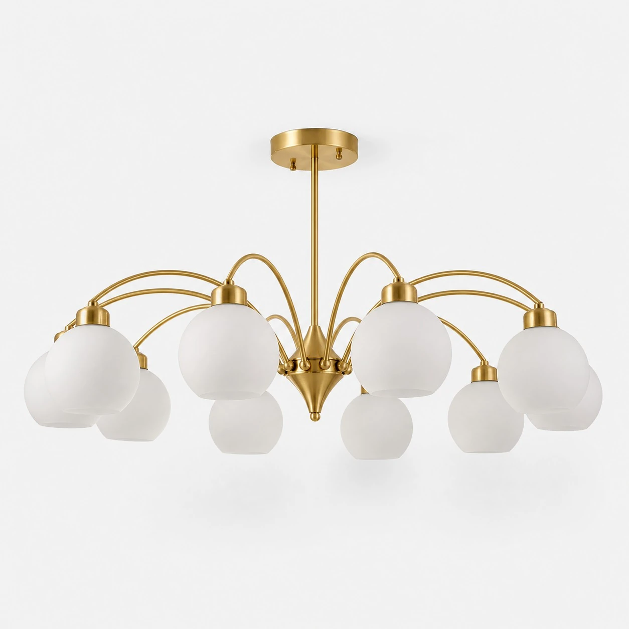 Solid brass 10-light glass globe chandelier