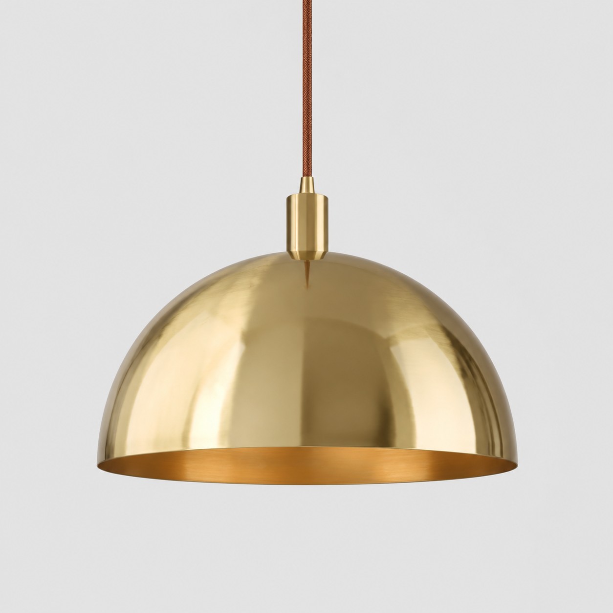 Bright brass half dome pendant 40 cm