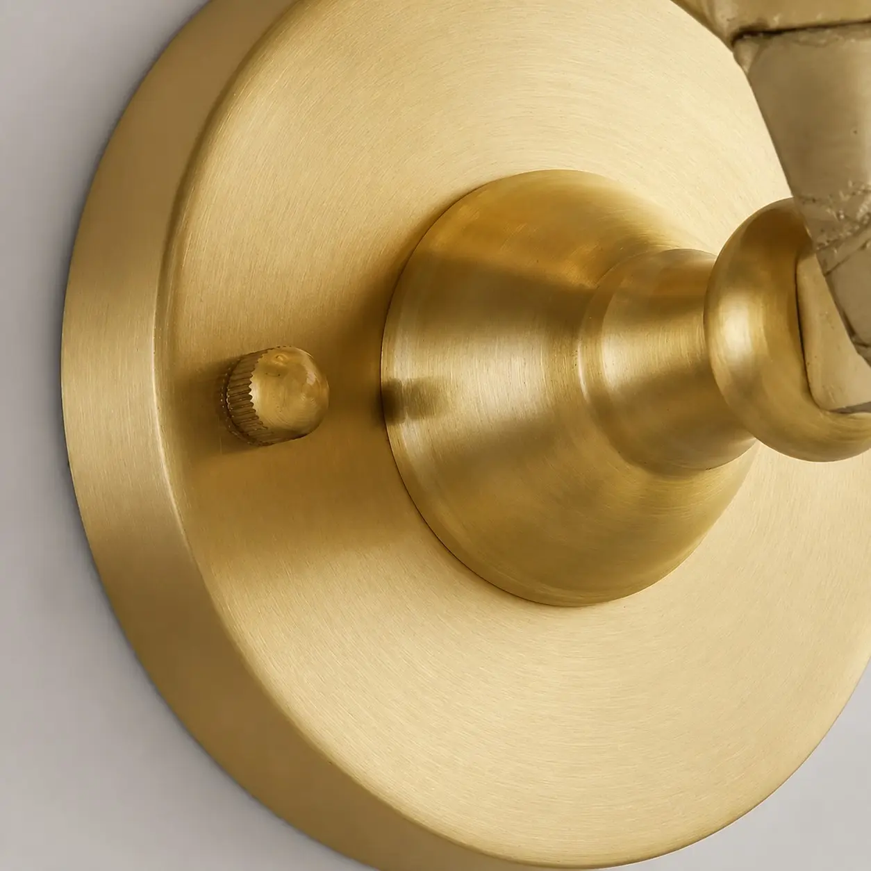 Brass wall plate and connector detail