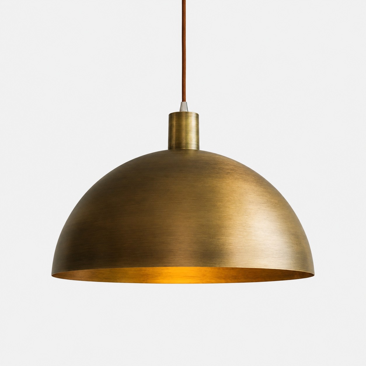 Aged matte brass half dome pendant 40 cm