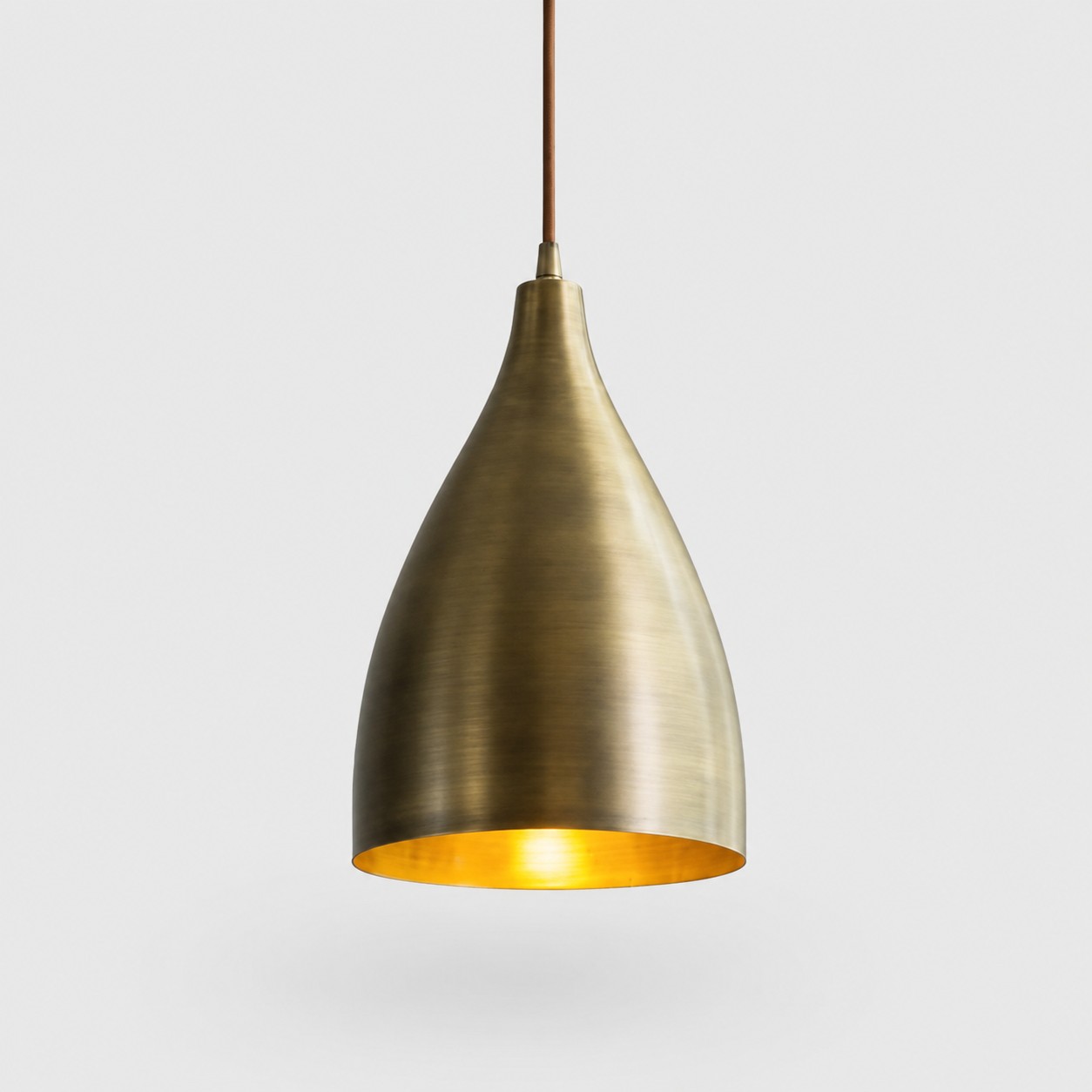 Aged brass small A shade pendant light