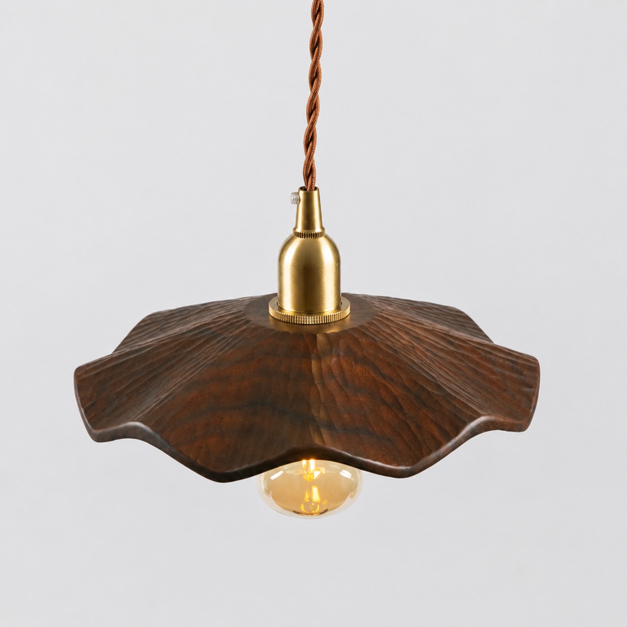 black walnut lotus pendant light