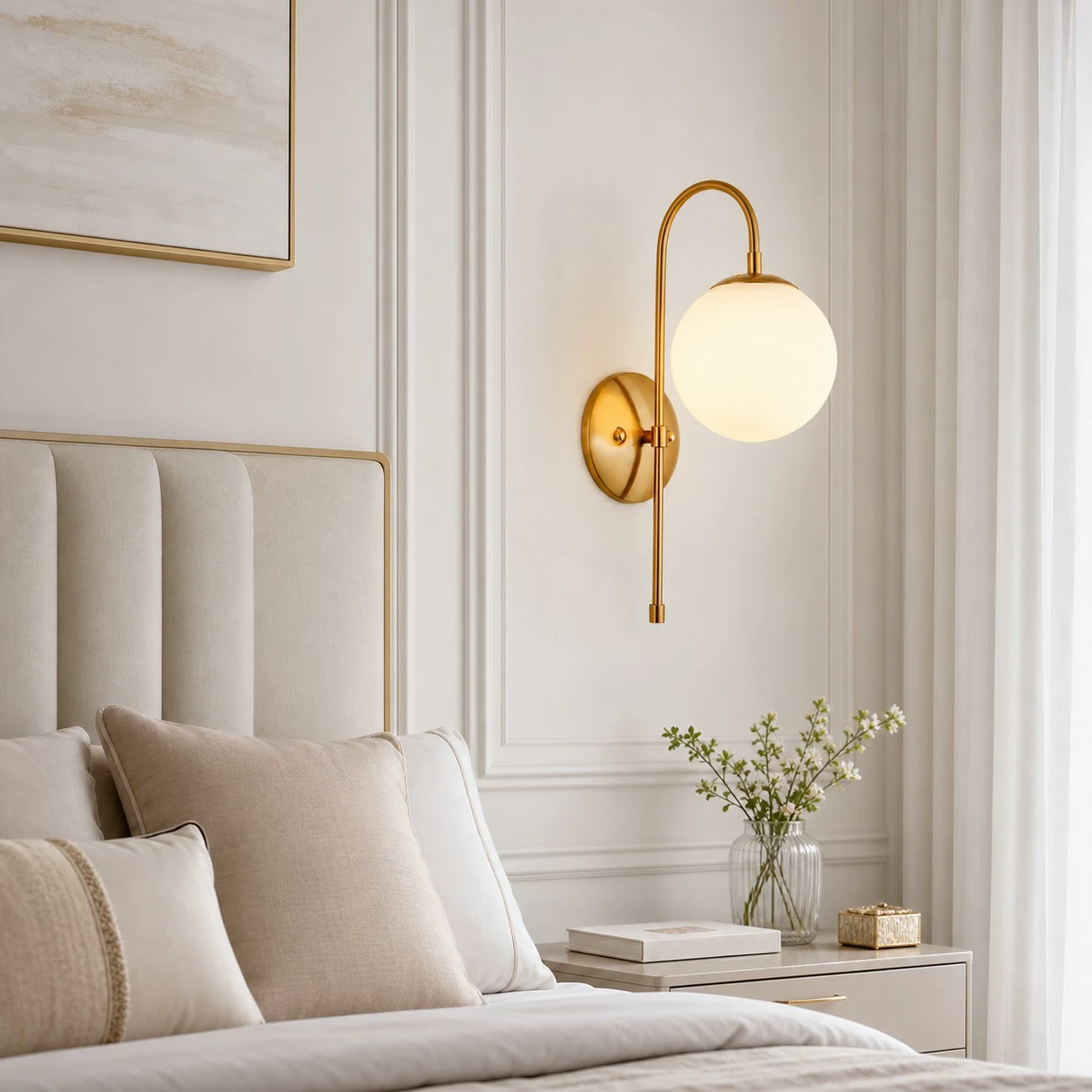 Luma Globe Wall Sconce · Milk Glass · Gold