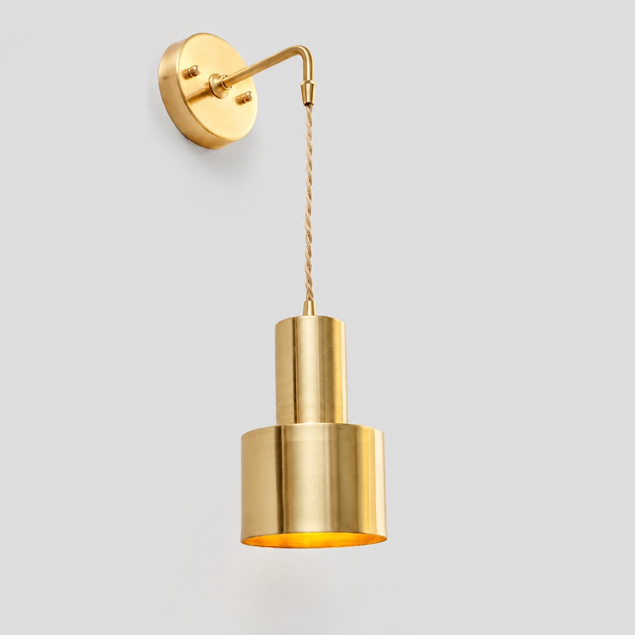 Antique gold metal shade wall light, 1206HW shade 18 cm high and 12 cm diameter