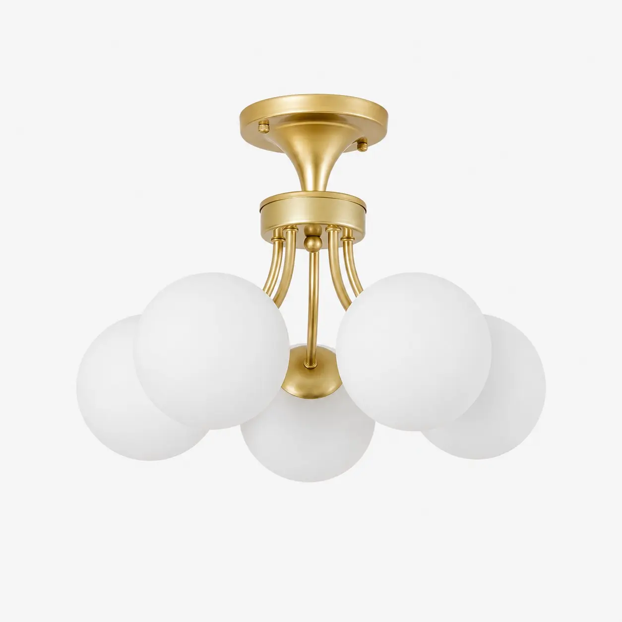 5-head gold ceiling light with glass globes