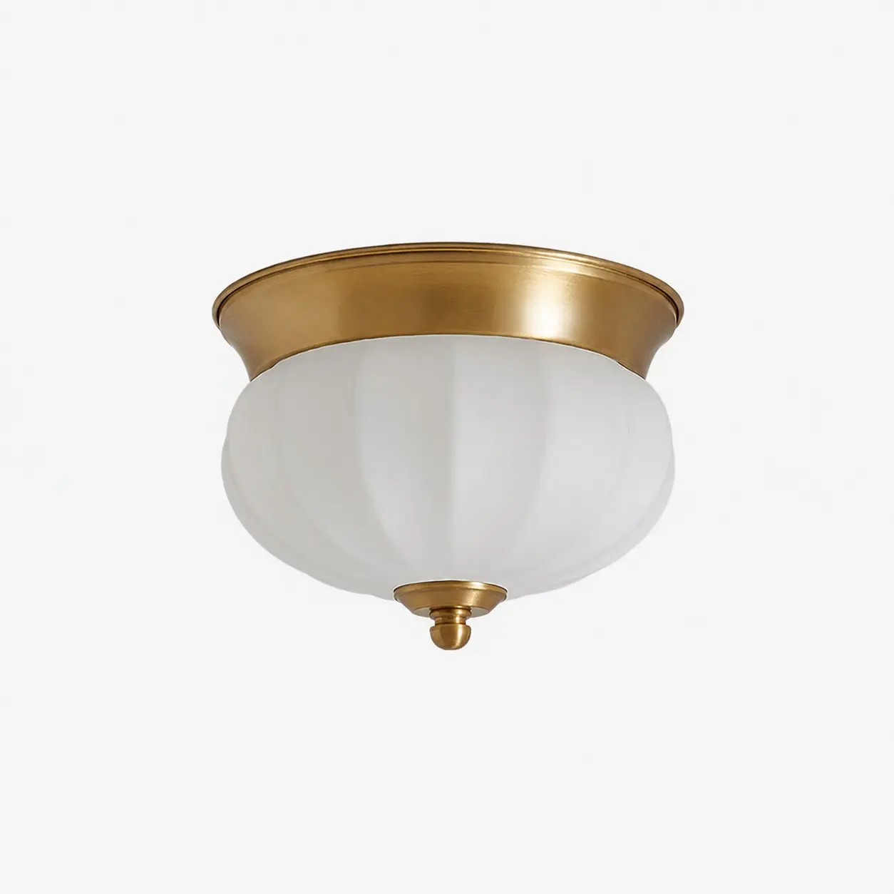 Brass and opal glass integrated LED flush mount ceiling light