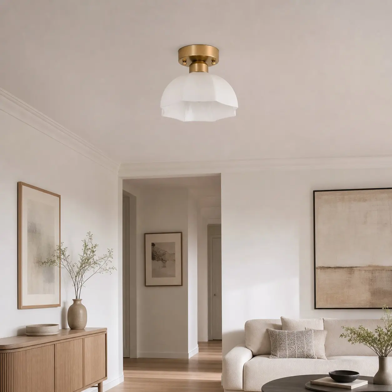 Compact ceiling light in a modern interior