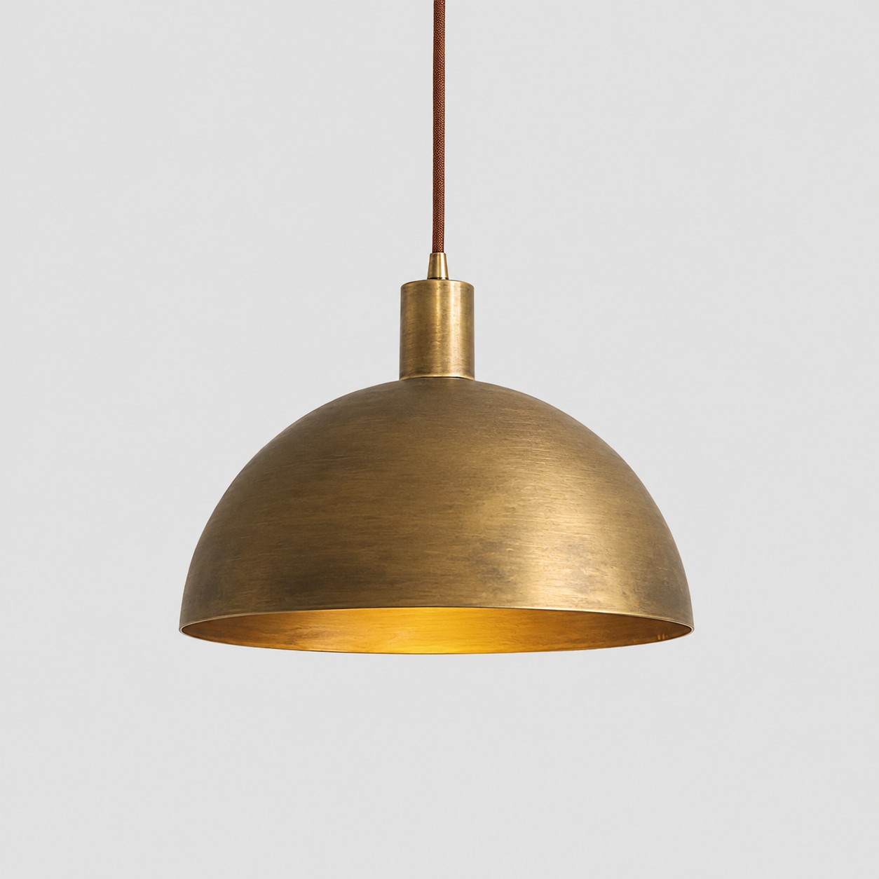 Aged matte brass half dome pendant 30 cm