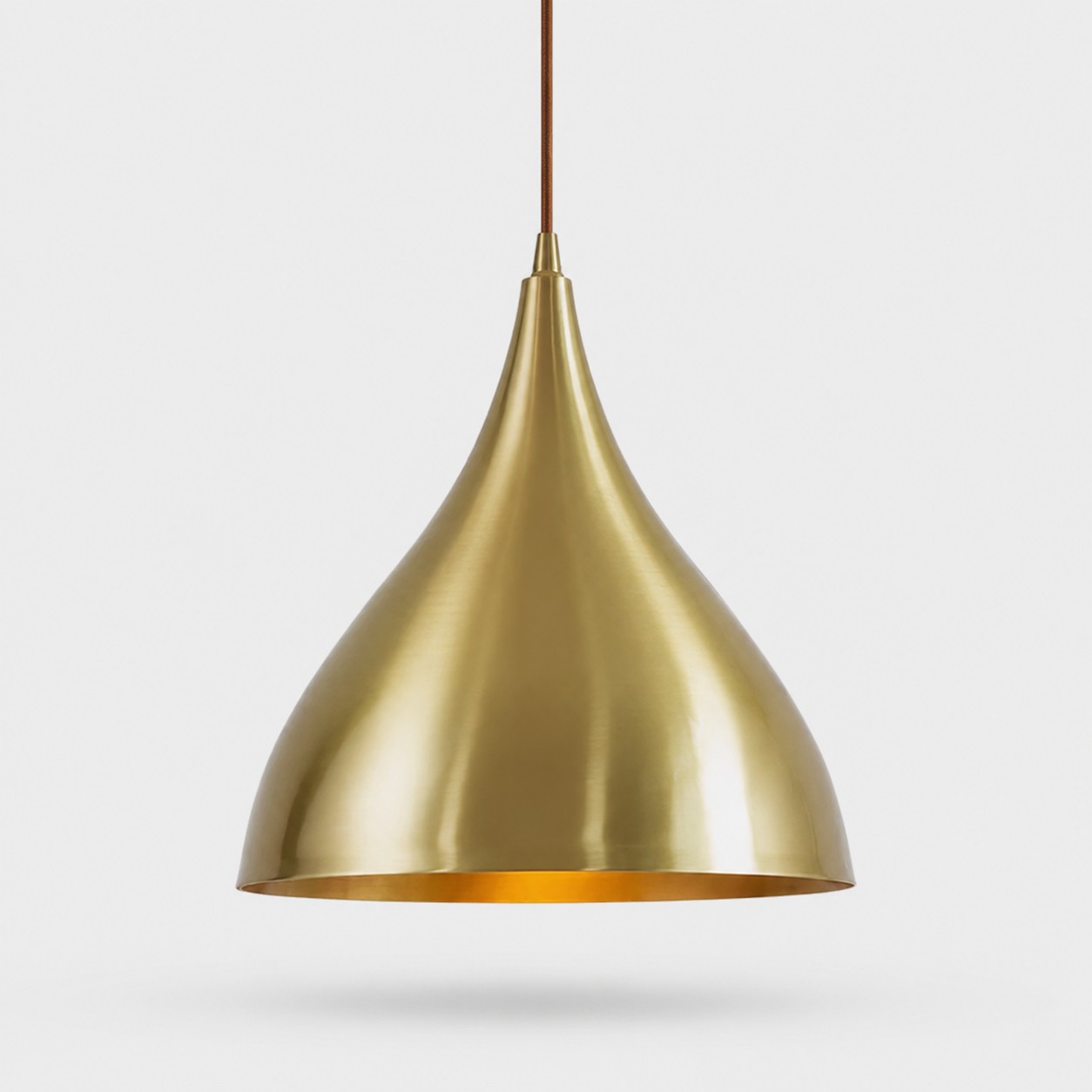 Bright brass large A shade pendant light