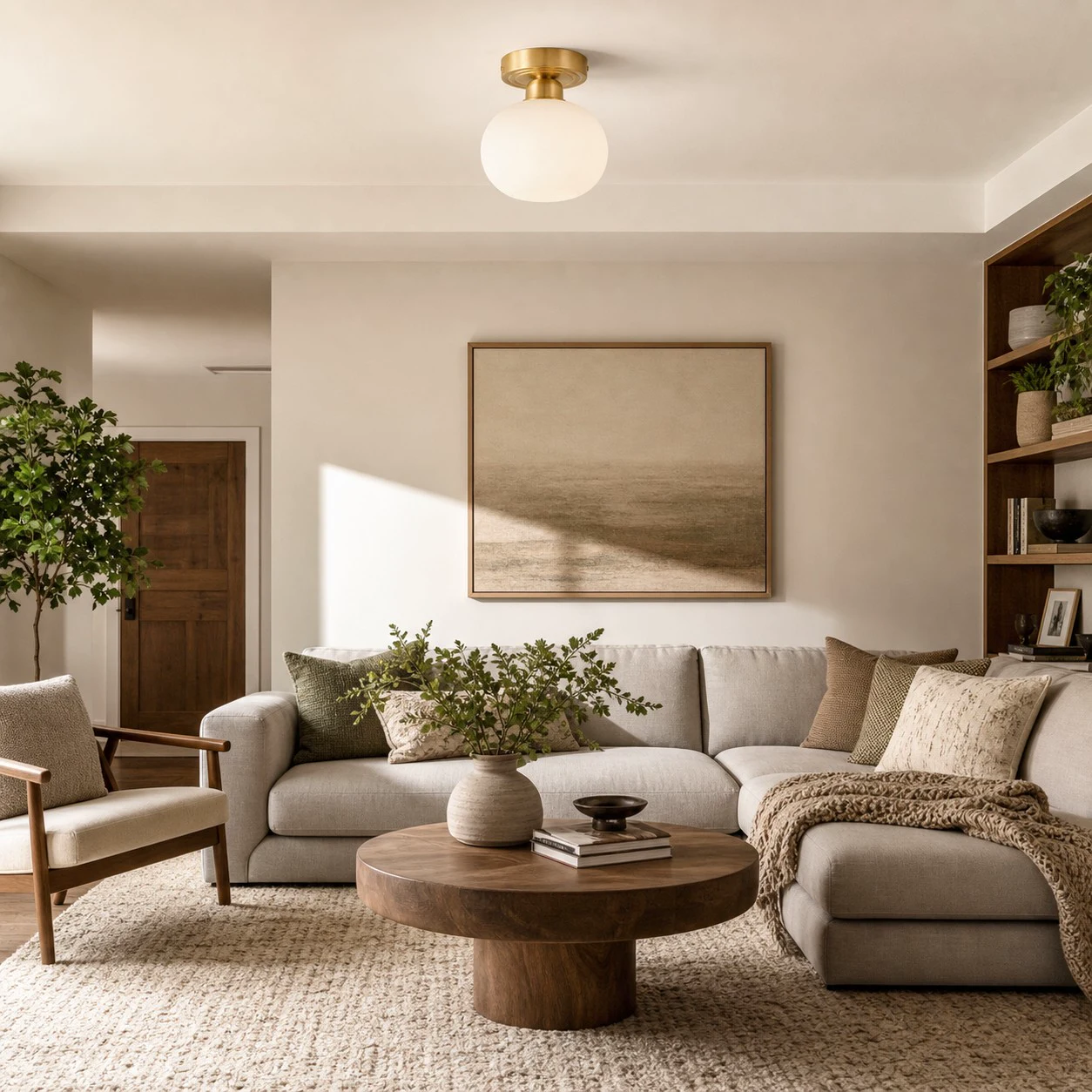 Standard ceiling light installed in a contemporary living room