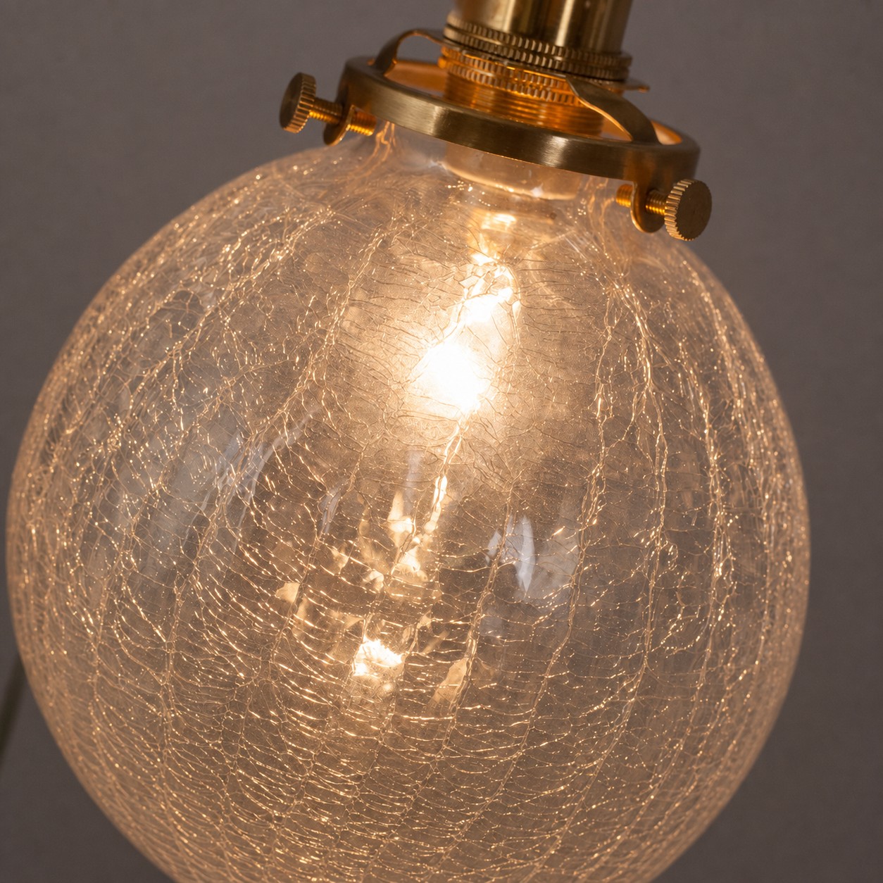 Crackled Glass Globe Brass Pendant Light