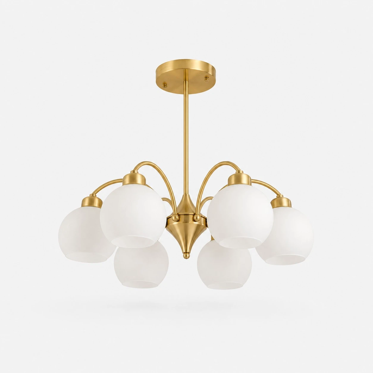 Solid brass 6-light glass globe chandelier