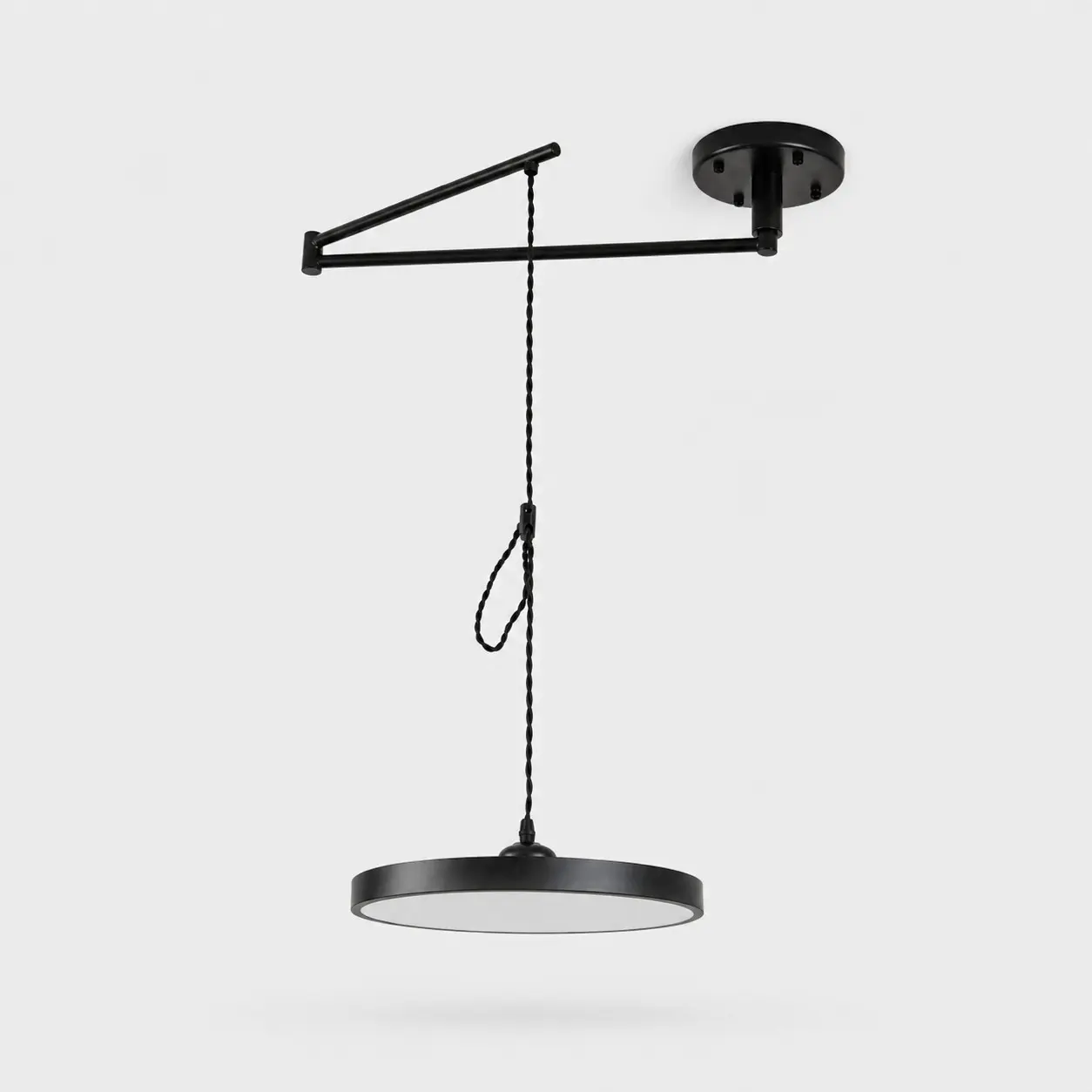 Black 40 cm movable round pendant light