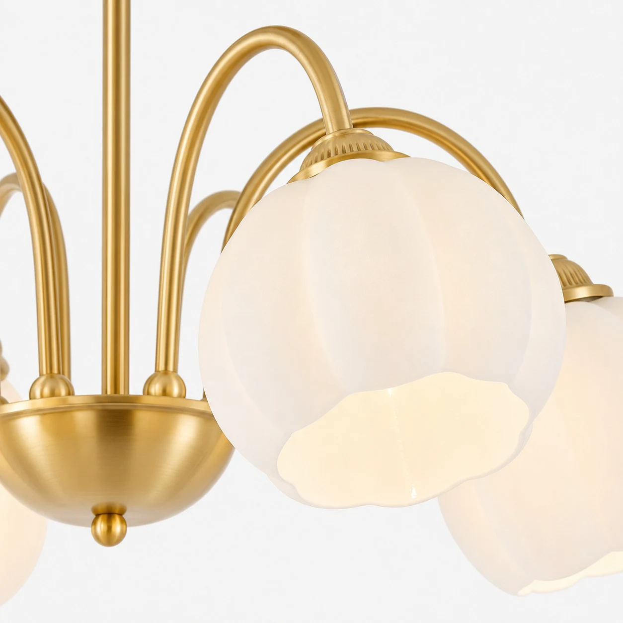 Close-up of sculpted glass shade