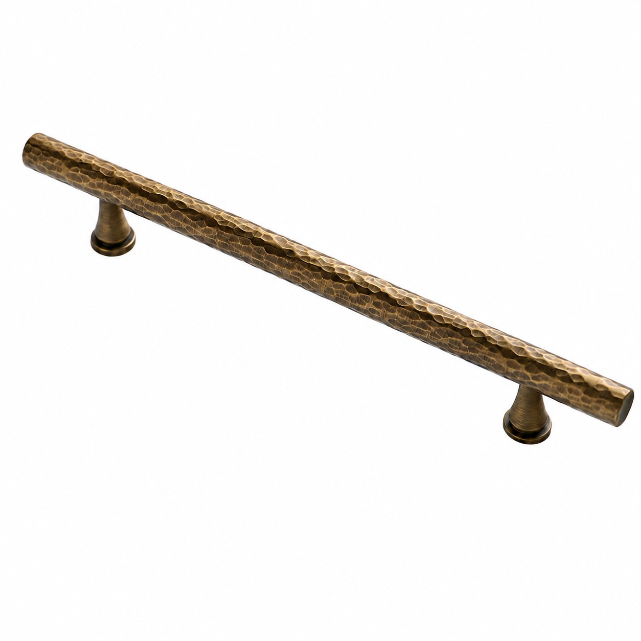 Antique Brass hammered bar pull with 8.8 inch or 224 mm centers
