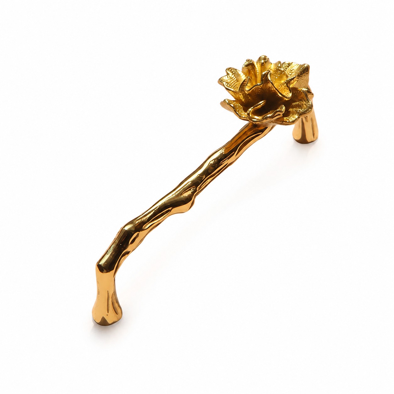 Folded Flower brass cabinet handle with 5.0 in c-c / 12.8 cm c-c mounting