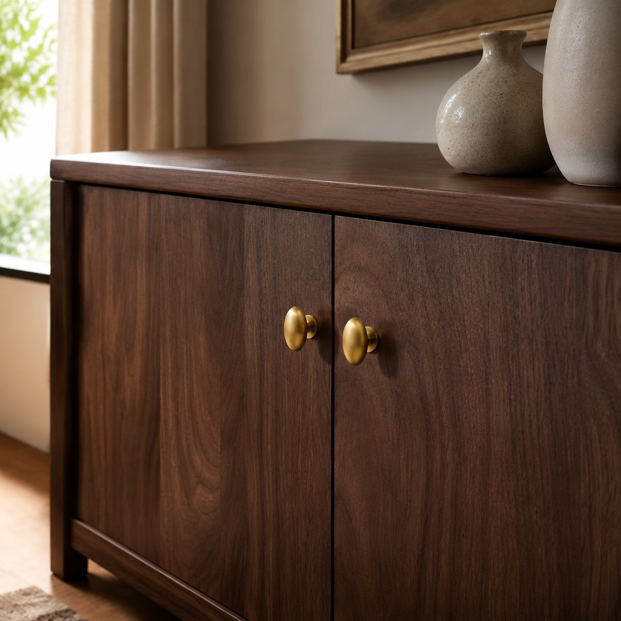 Pigeon egg cabinet knob in a refined interior