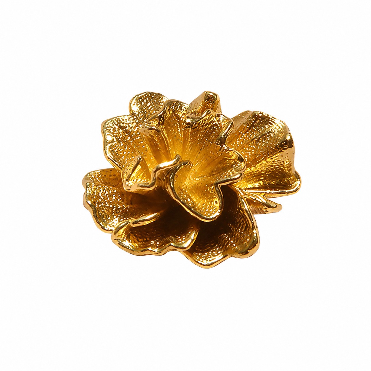 Folded Flower brass cabinet handle, single hole