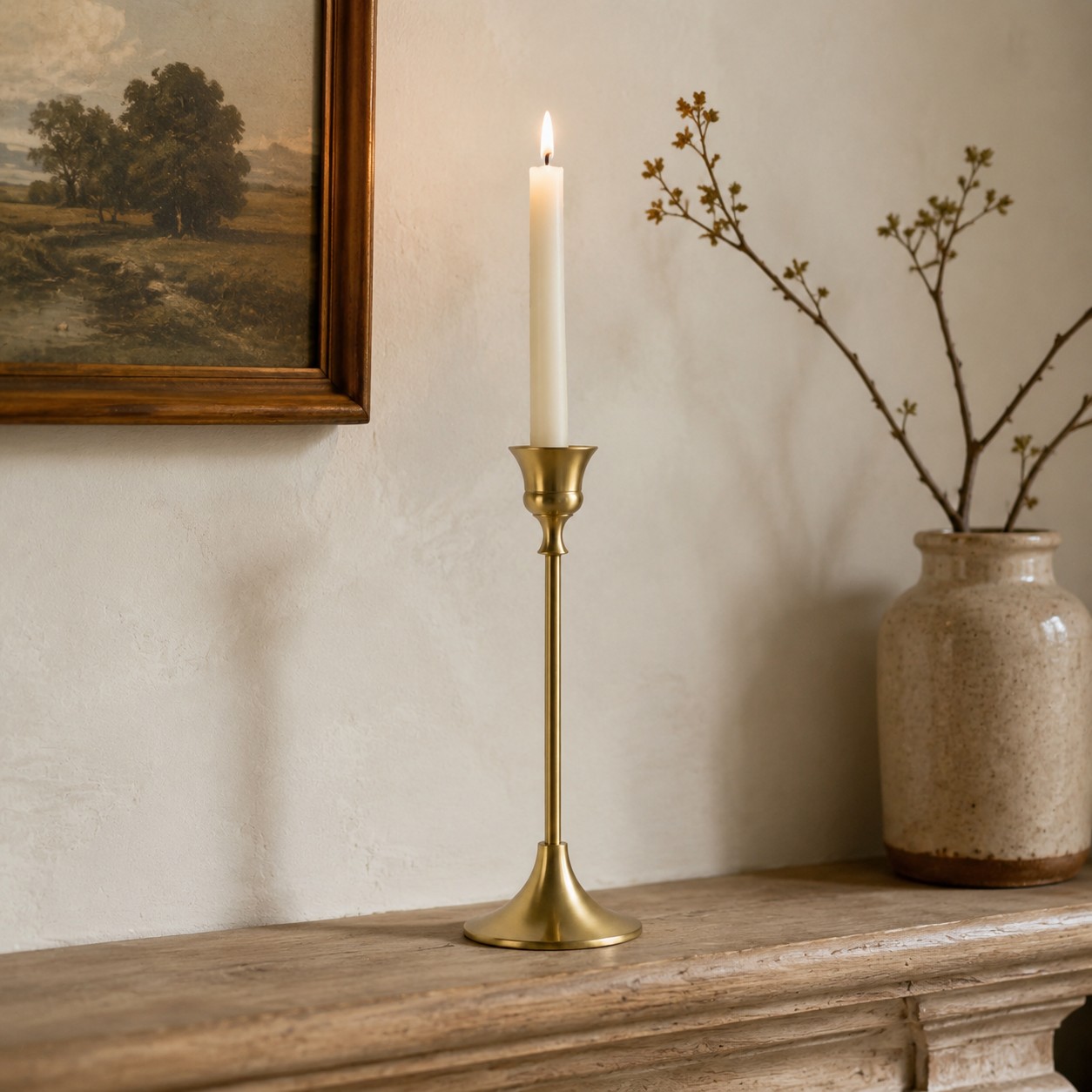 Vintage Brass Single Taper Candle Holder