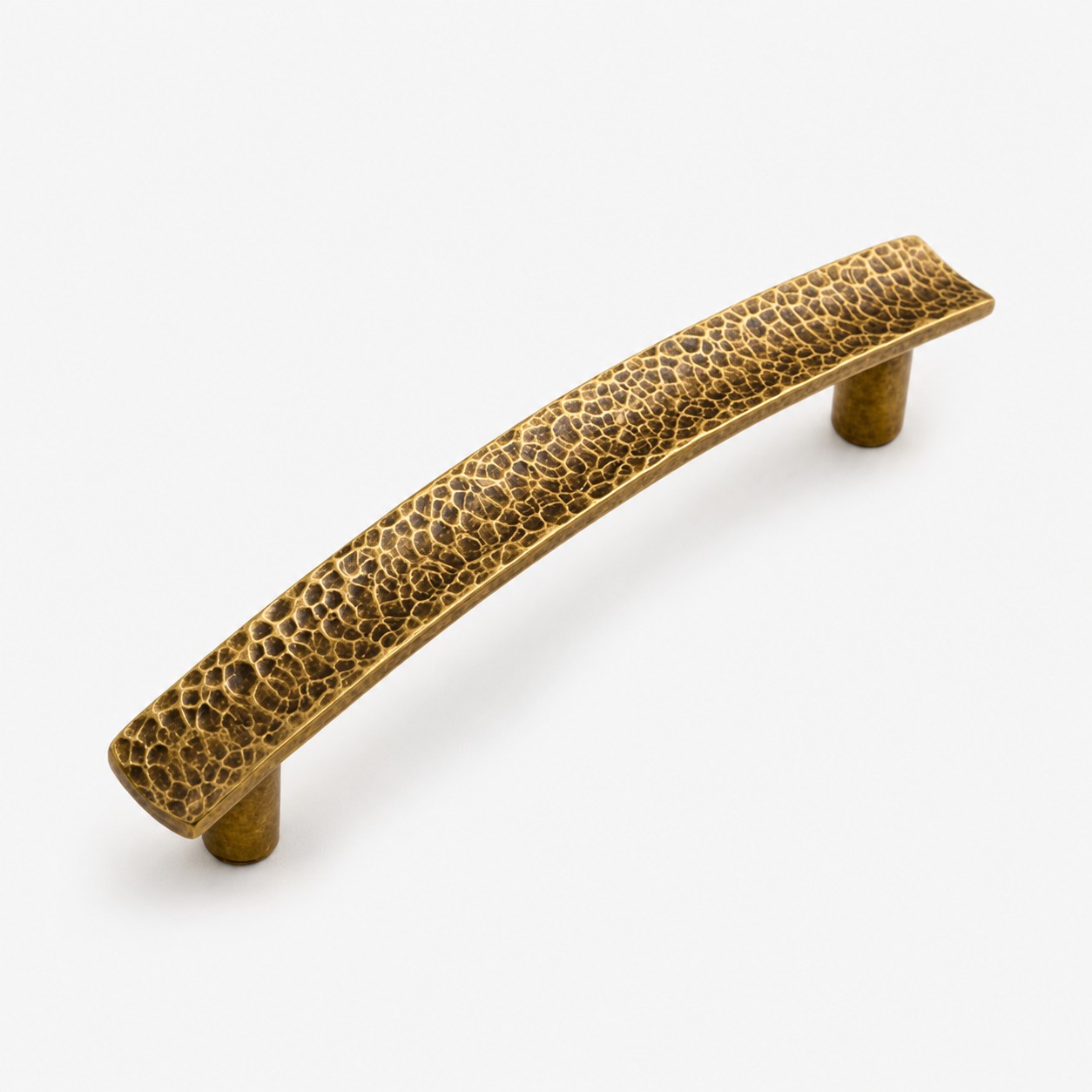 128 millimeter hammered brass cabinet pull