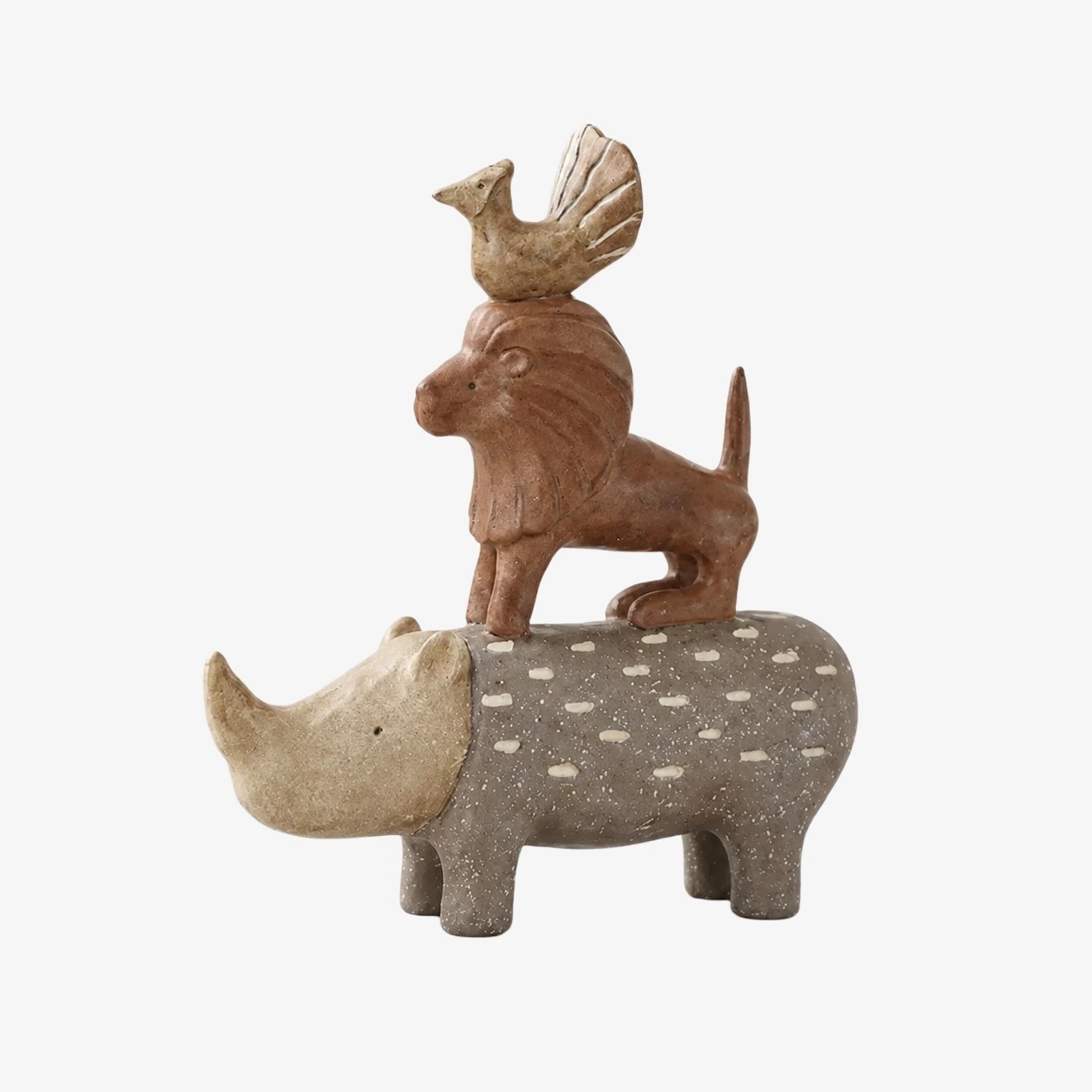Qilin stacked animal resin sculpture