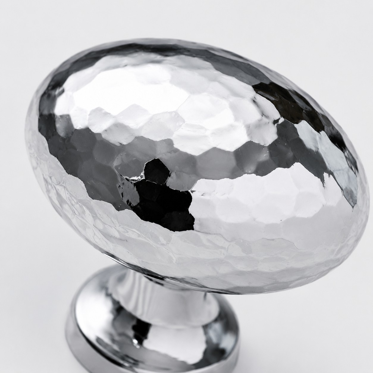 Close view of cabinet knob finish and mounting stem