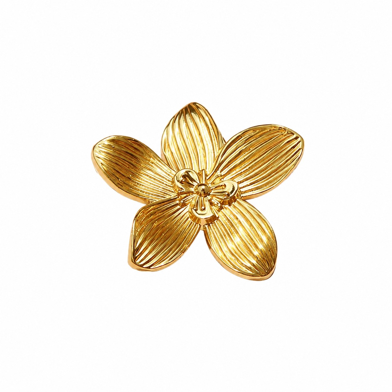 Five-Petal Flower brass cabinet handle, single hole