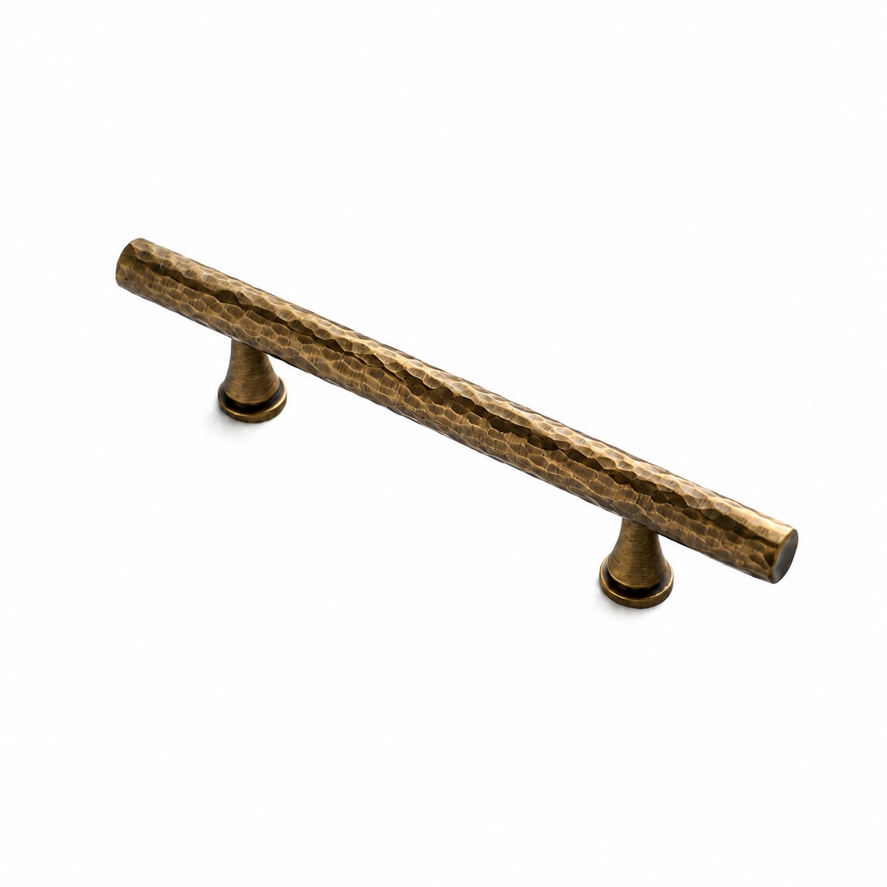 Antique Brass hammered bar pull with 3.8 inch or 96 mm centers