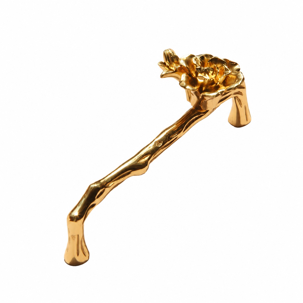 Budding Flower brass cabinet handle with 5.0 in c-c / 12.8 cm c-c mounting