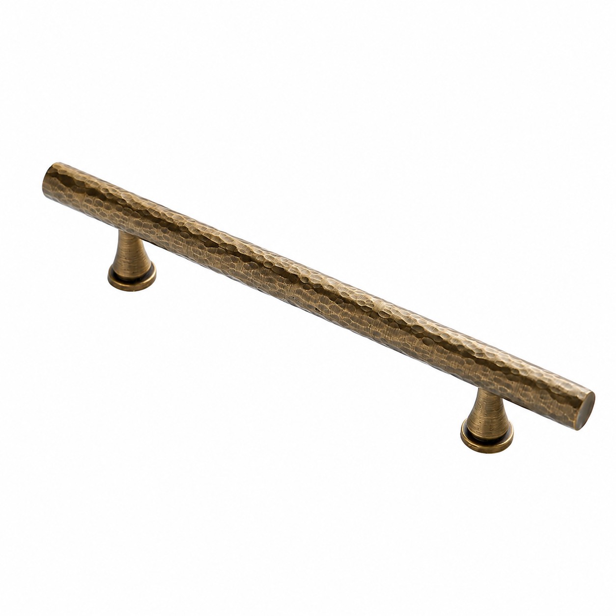 Antique Brass hammered bar pull with 5 inch or 128 mm centers