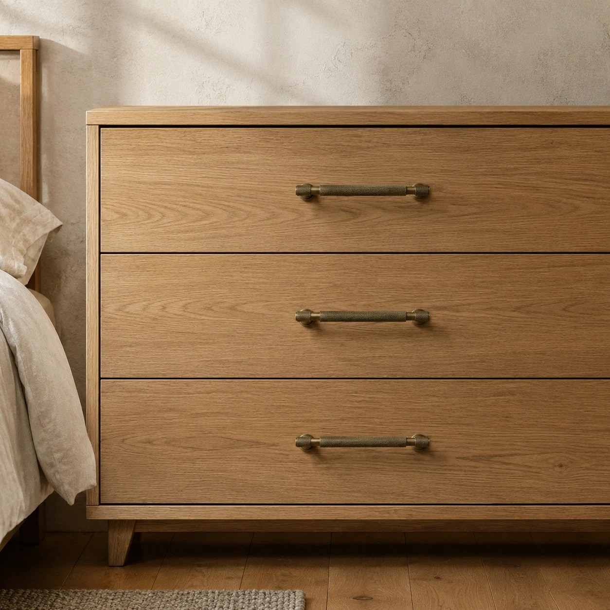 Antique brass drawer pull finish closeup