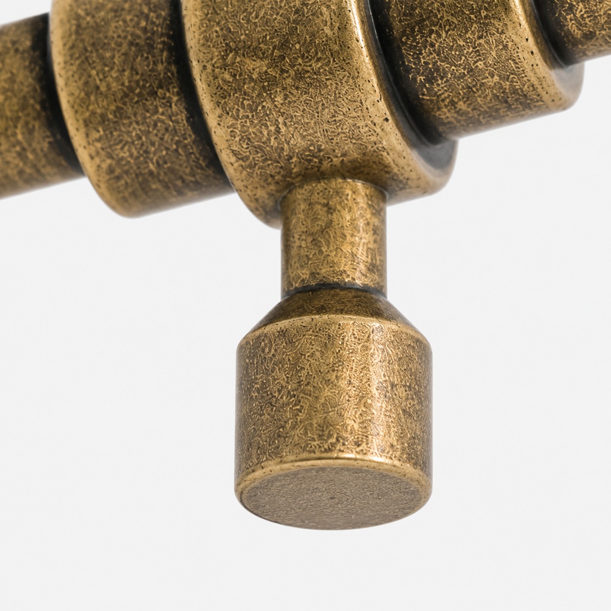 Antique brass mounting post and base connection detail