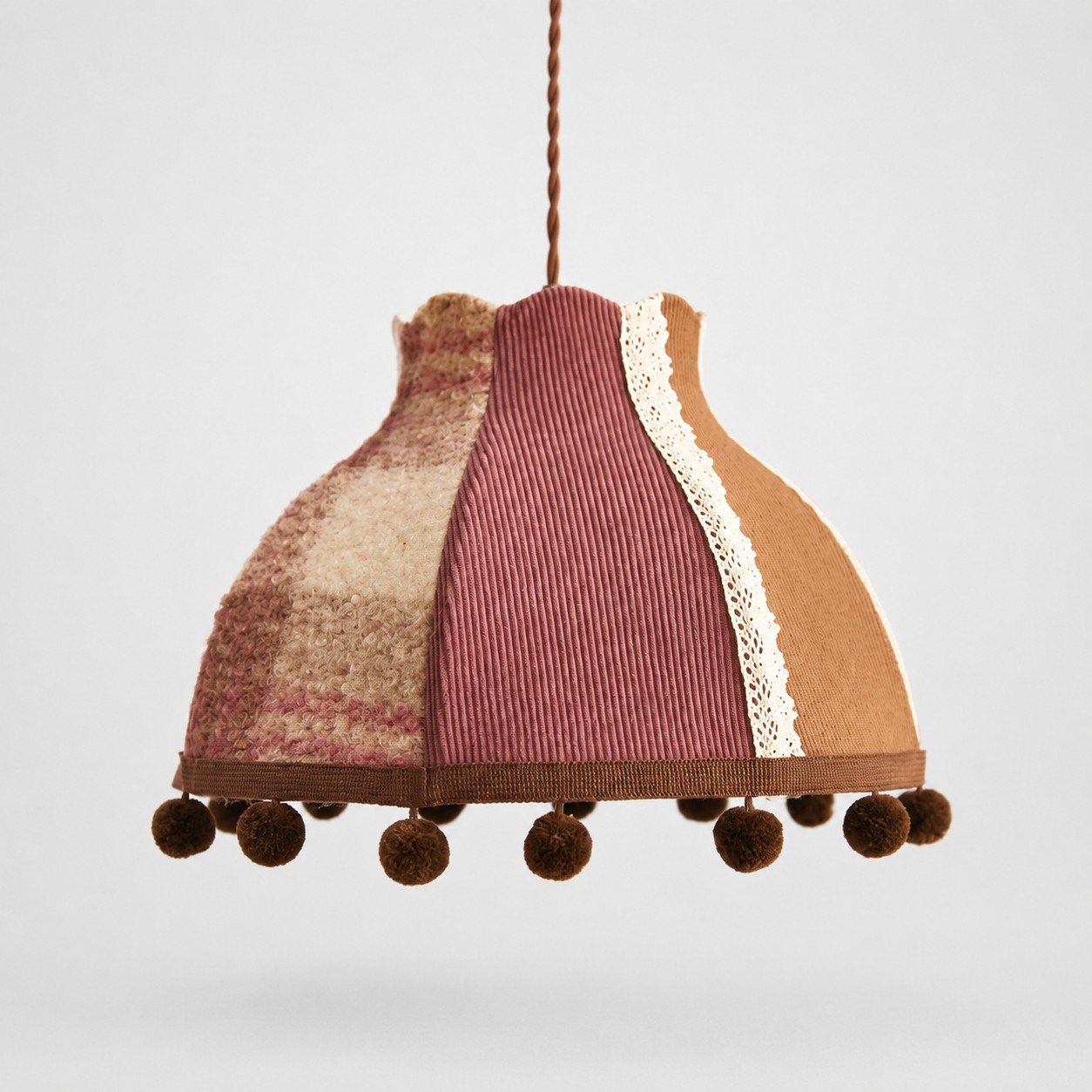 Vintage Red Patchwork fabric pendant light