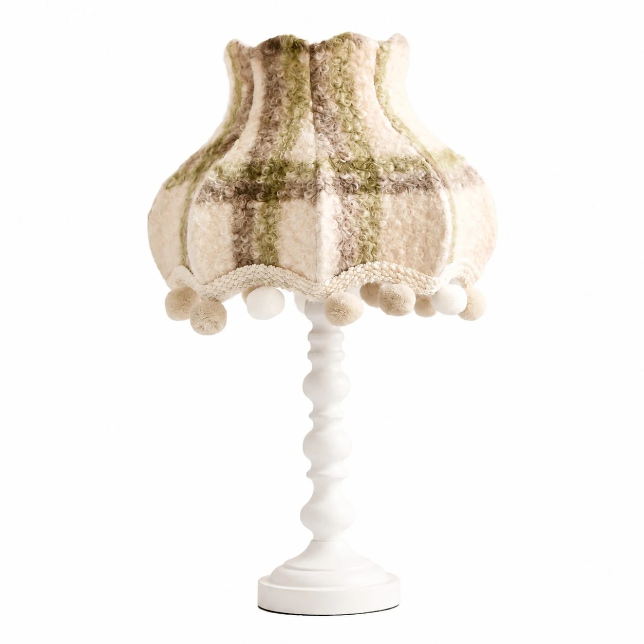 Vintage Check Wool Pom Table Lamp