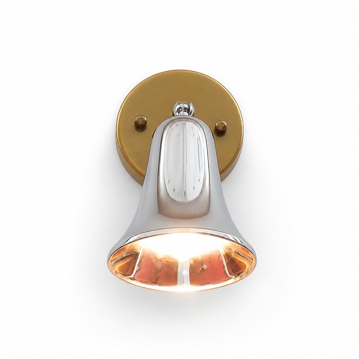 Bell shade wall sconce in mixed finish