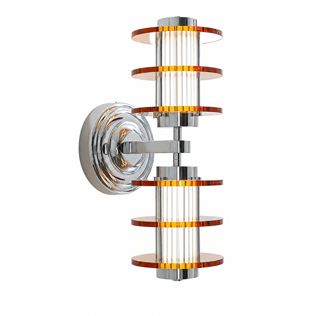 Vertical Cylinder Amber Acrylic Chrome wall lamp SKU image