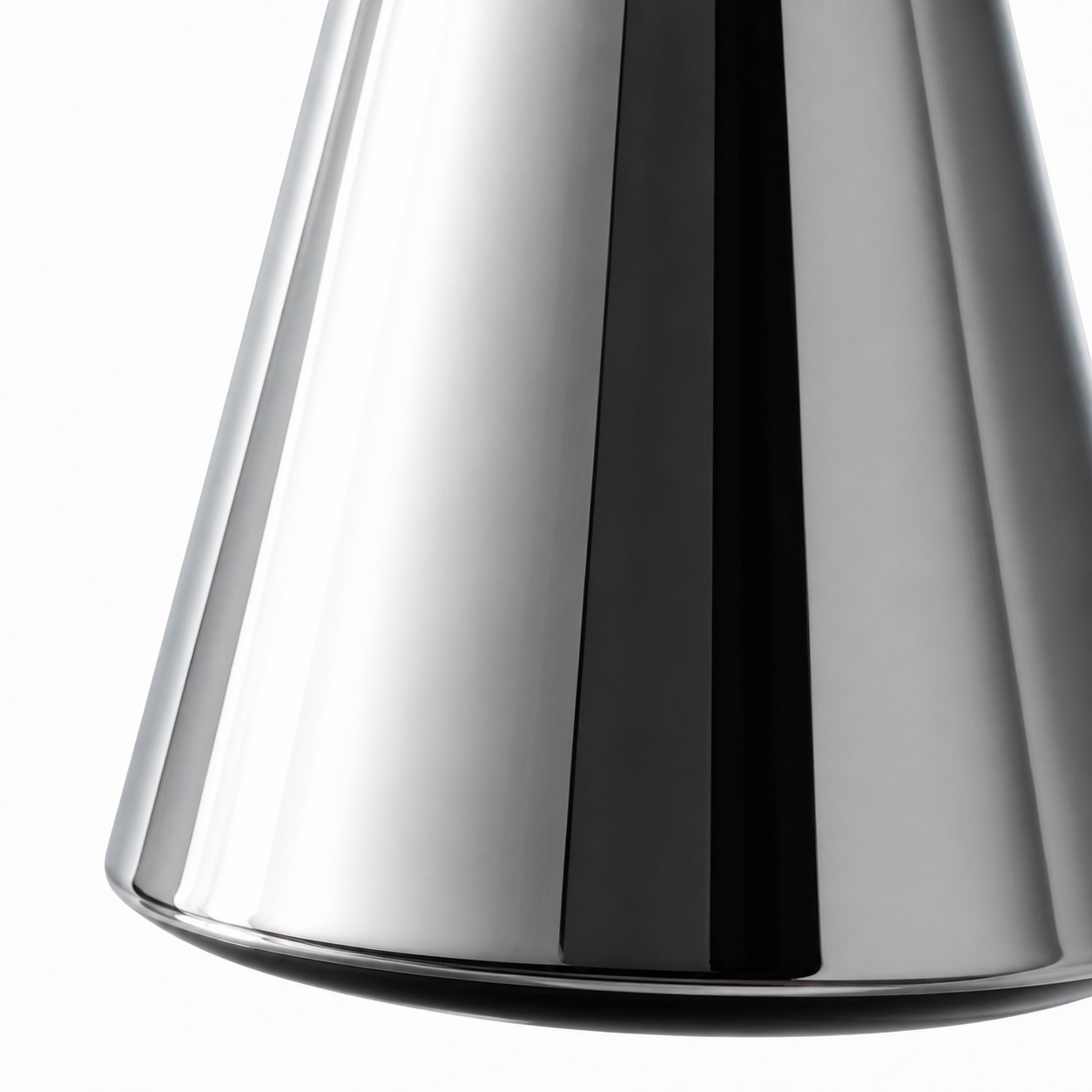 Close-up of polished chrome metal shade