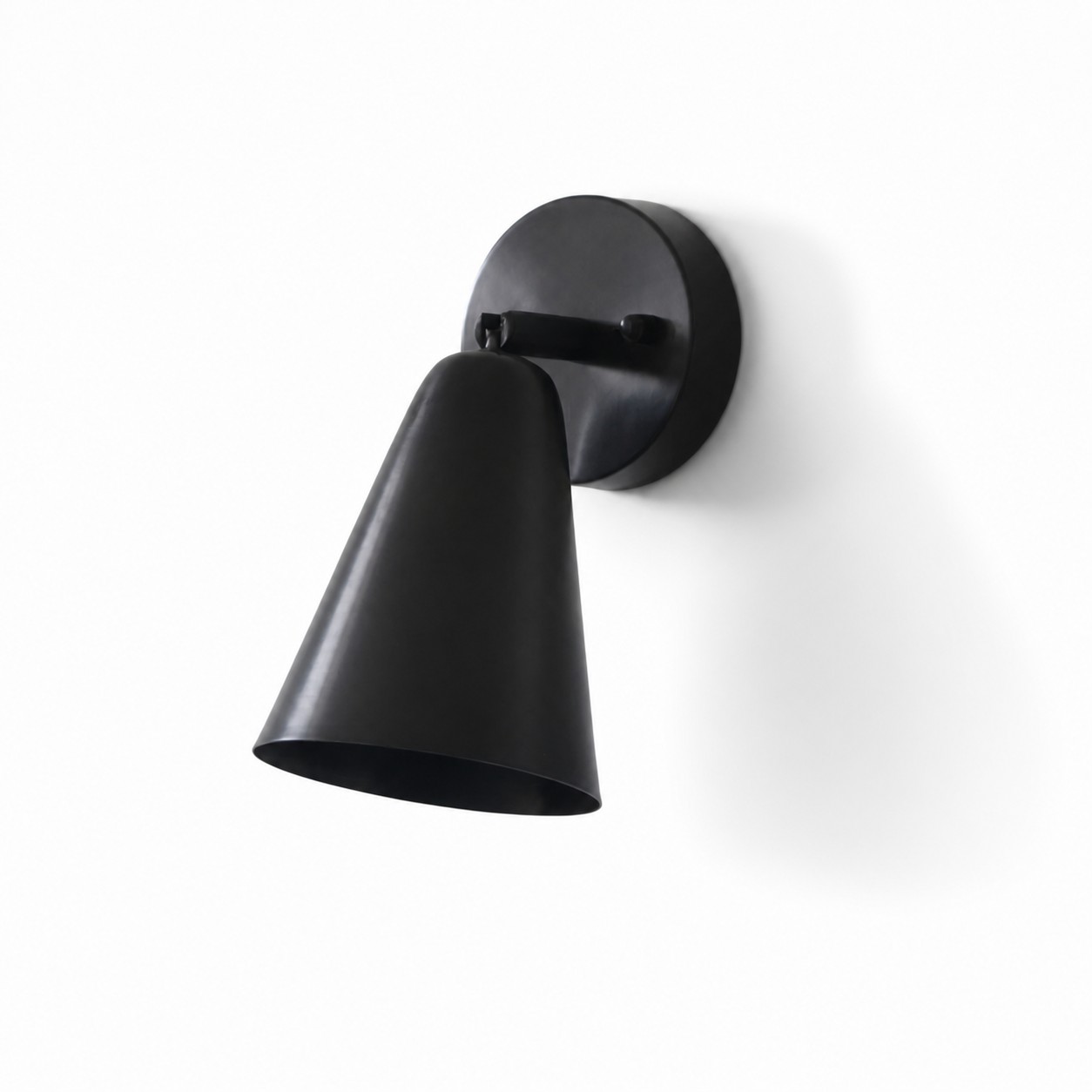 Cone shade wall sconce in matte black finish
