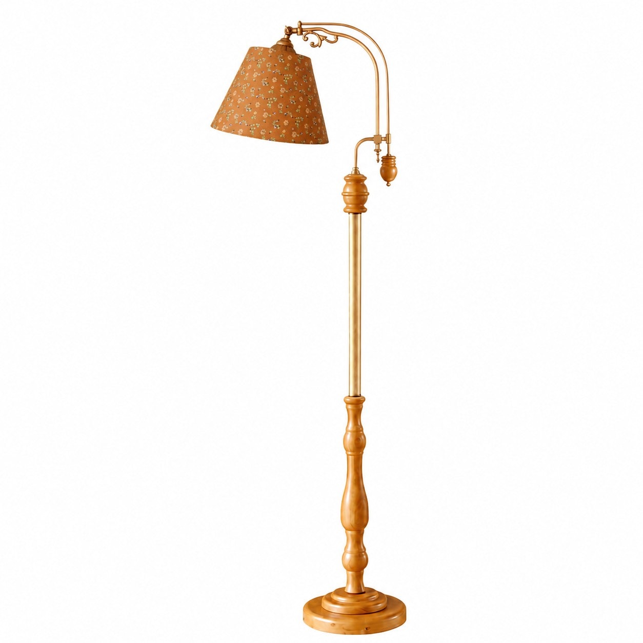 Autumn wood and fabric floor lamp full product view