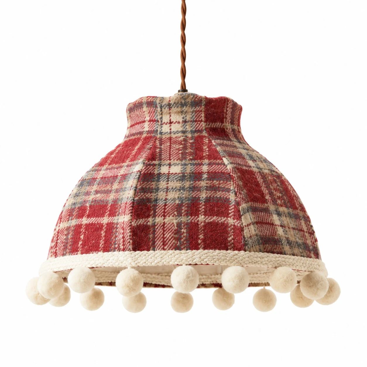 French Cream Pom Pom Fabric Pendant Light
