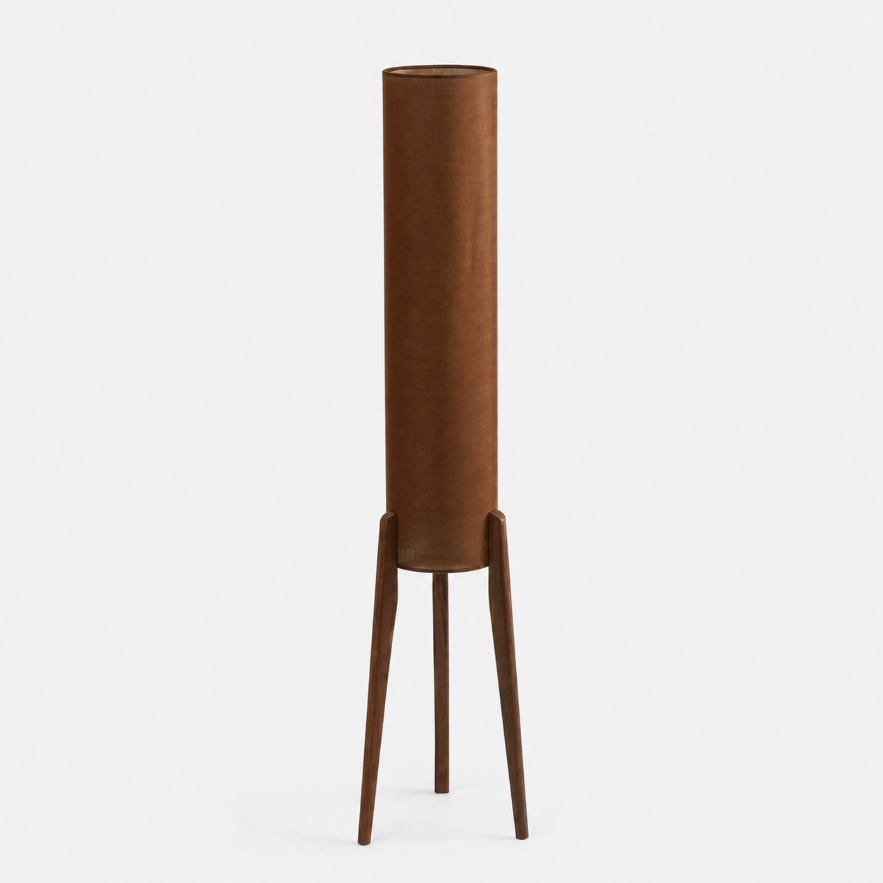 Coffee vintage fabric cylinder floor lamp