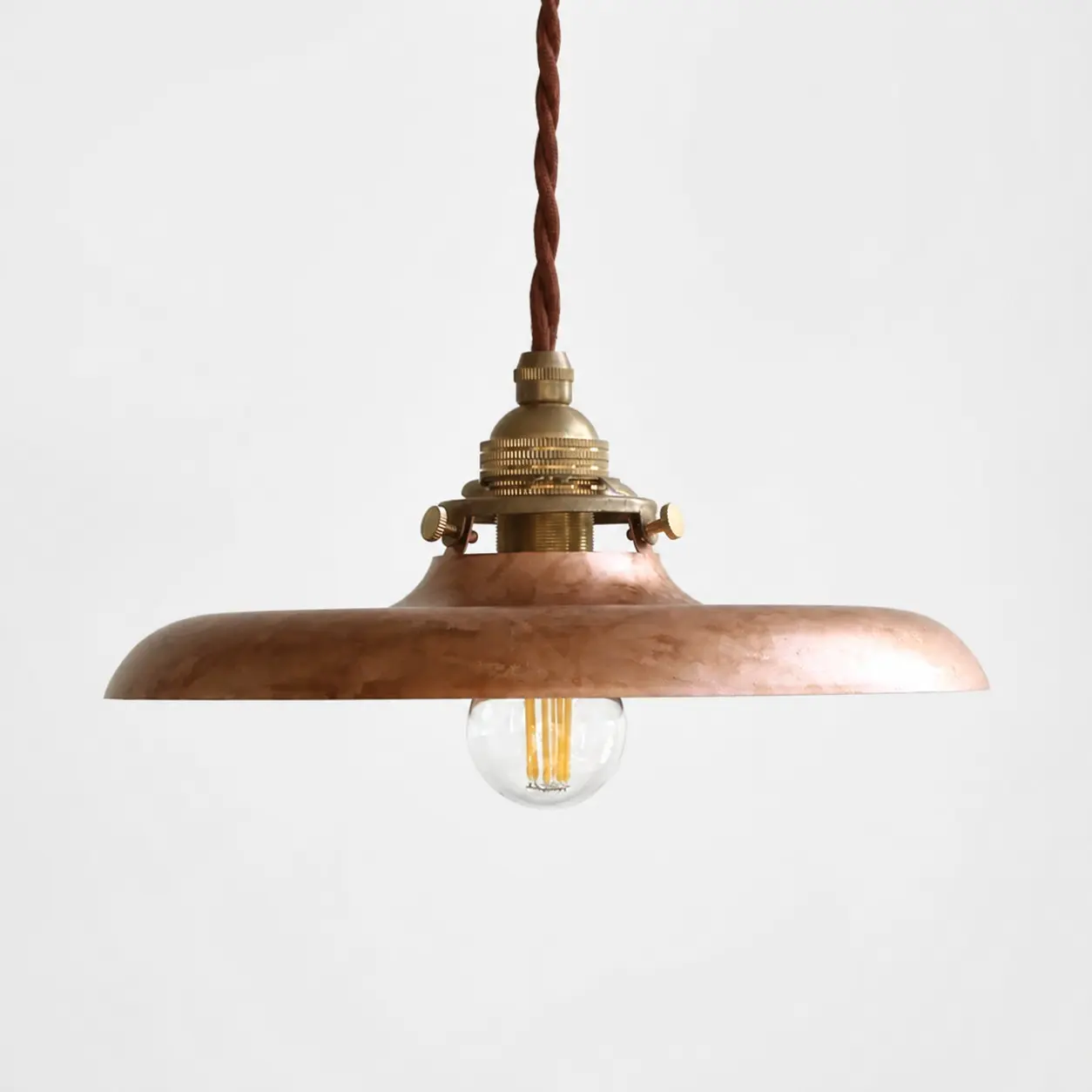 Distressed gold industrial pendant light
