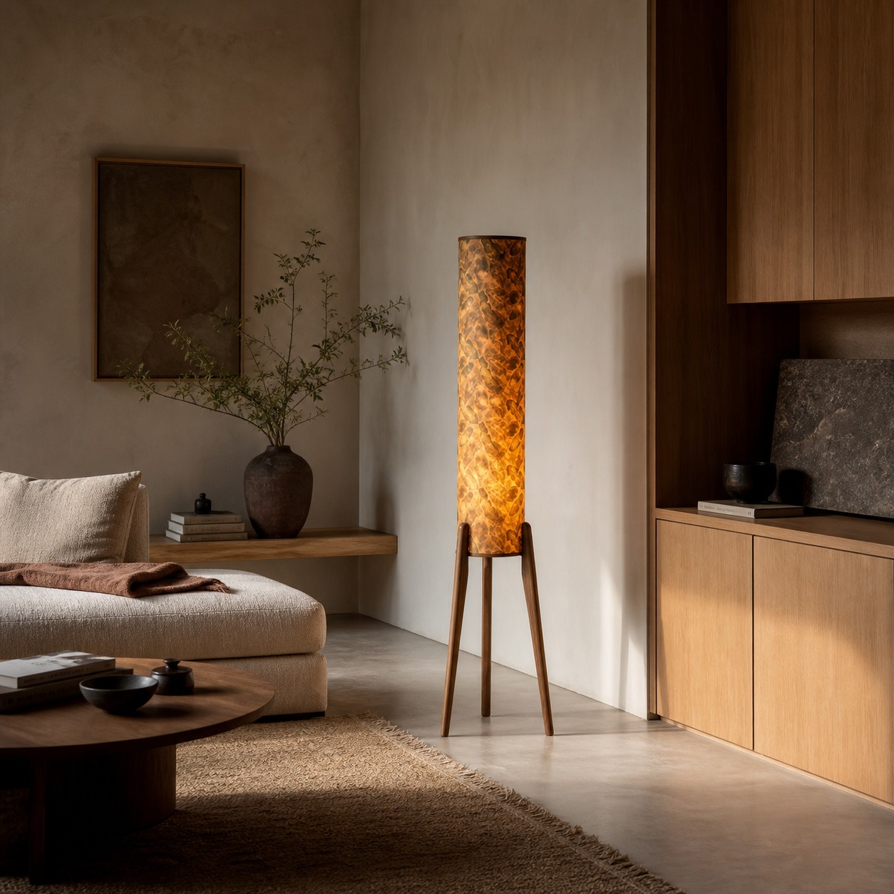 Vintage fabric cylinder floor lamp view 6