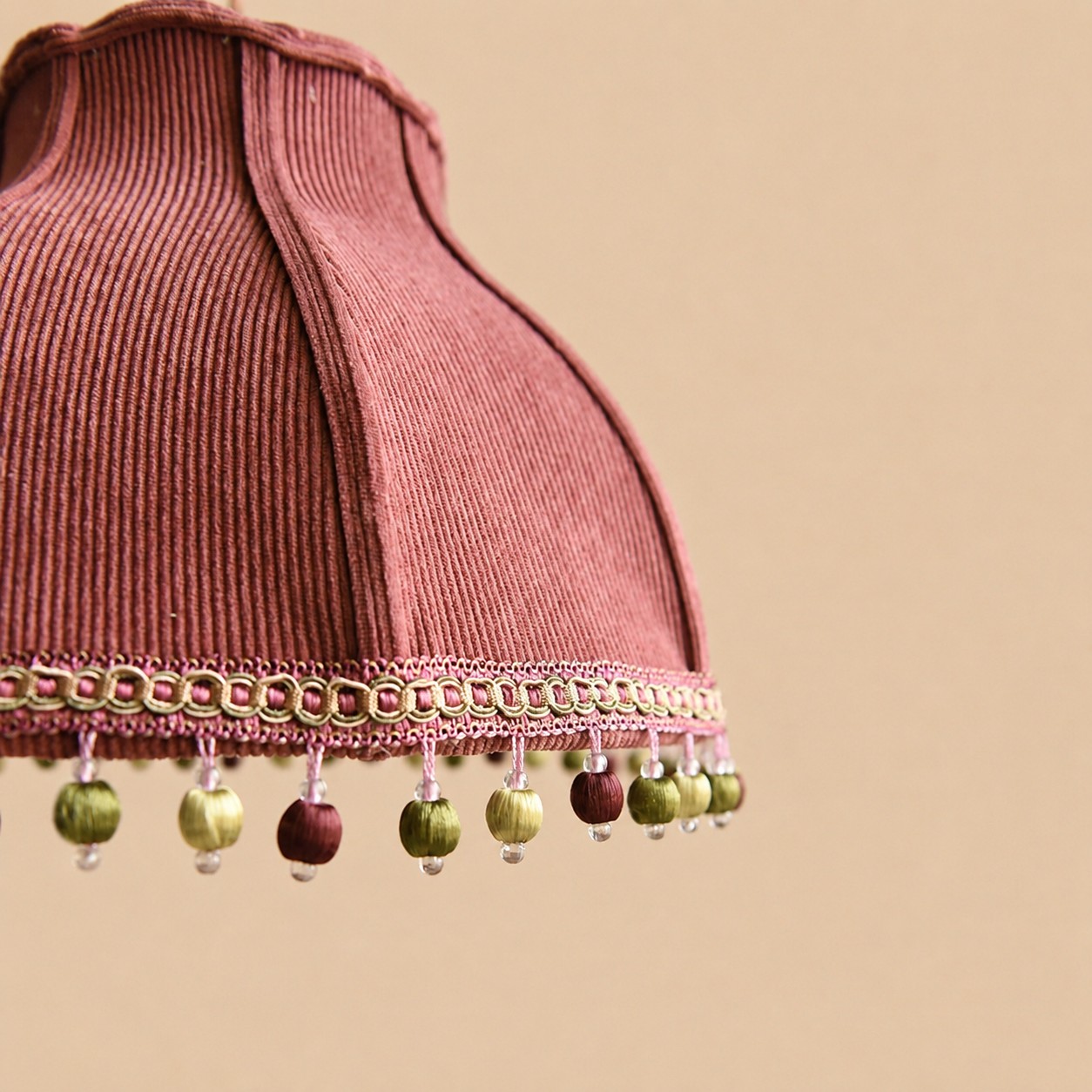 Vintage Red fabric and decorative trim detail