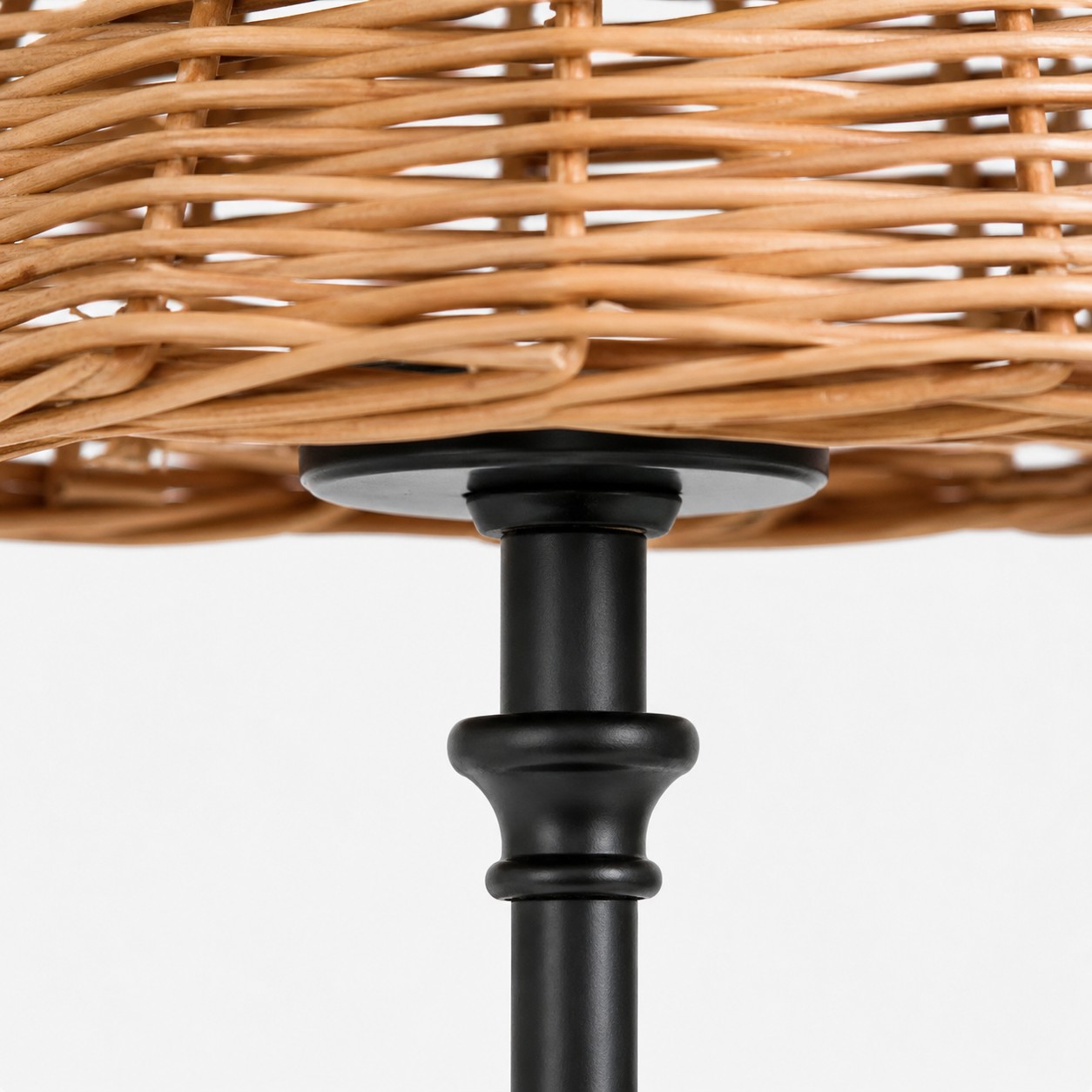 Rattan shade and iron holder connection detail